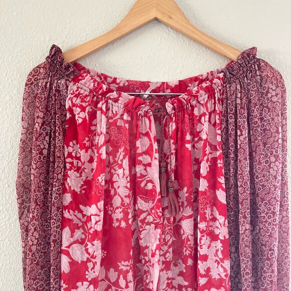 Free People Hendrix Printed top in Red - Picture 4 of 11
